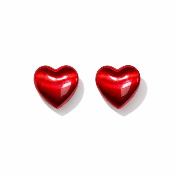 Anthropologie Jewelry - ⚜️ Red Heart Shaped Earrings
